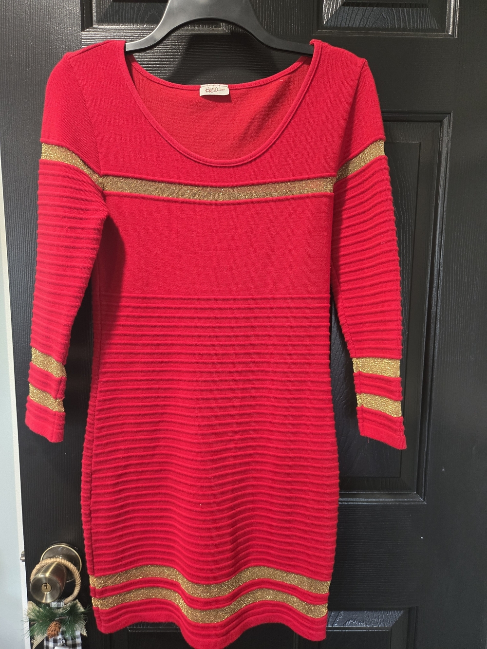 Hera Collection Red Dress with Gold Trim
